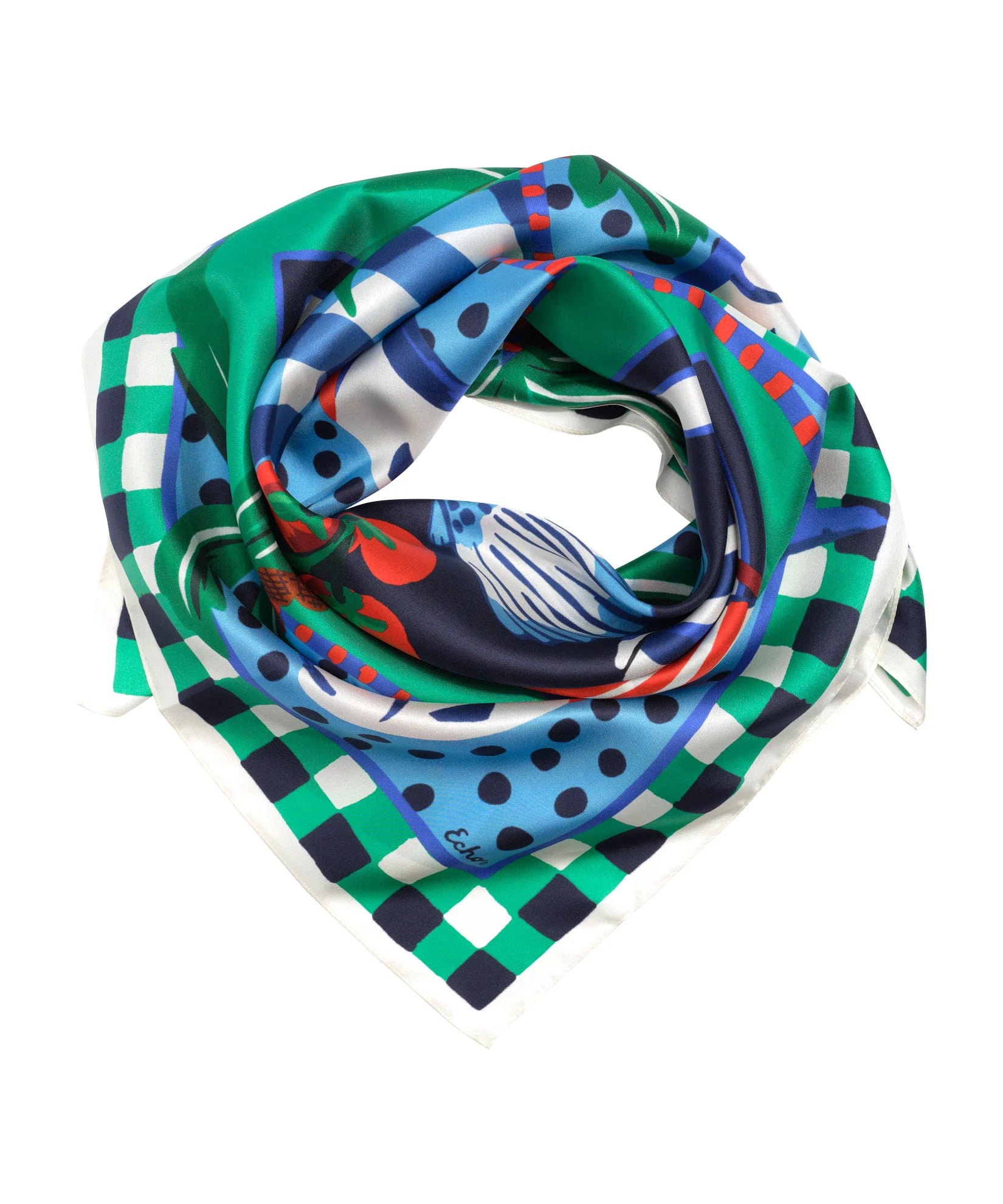 Beach Picnic 35" Silk Square Scarf - Ultramarine