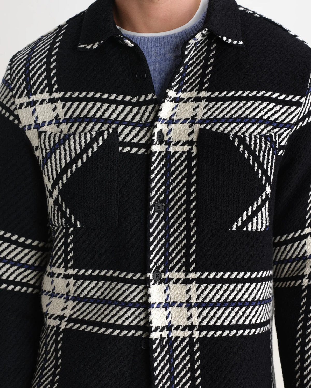 Whiting - Black And Ecru Oversize Grid Check Overshirt