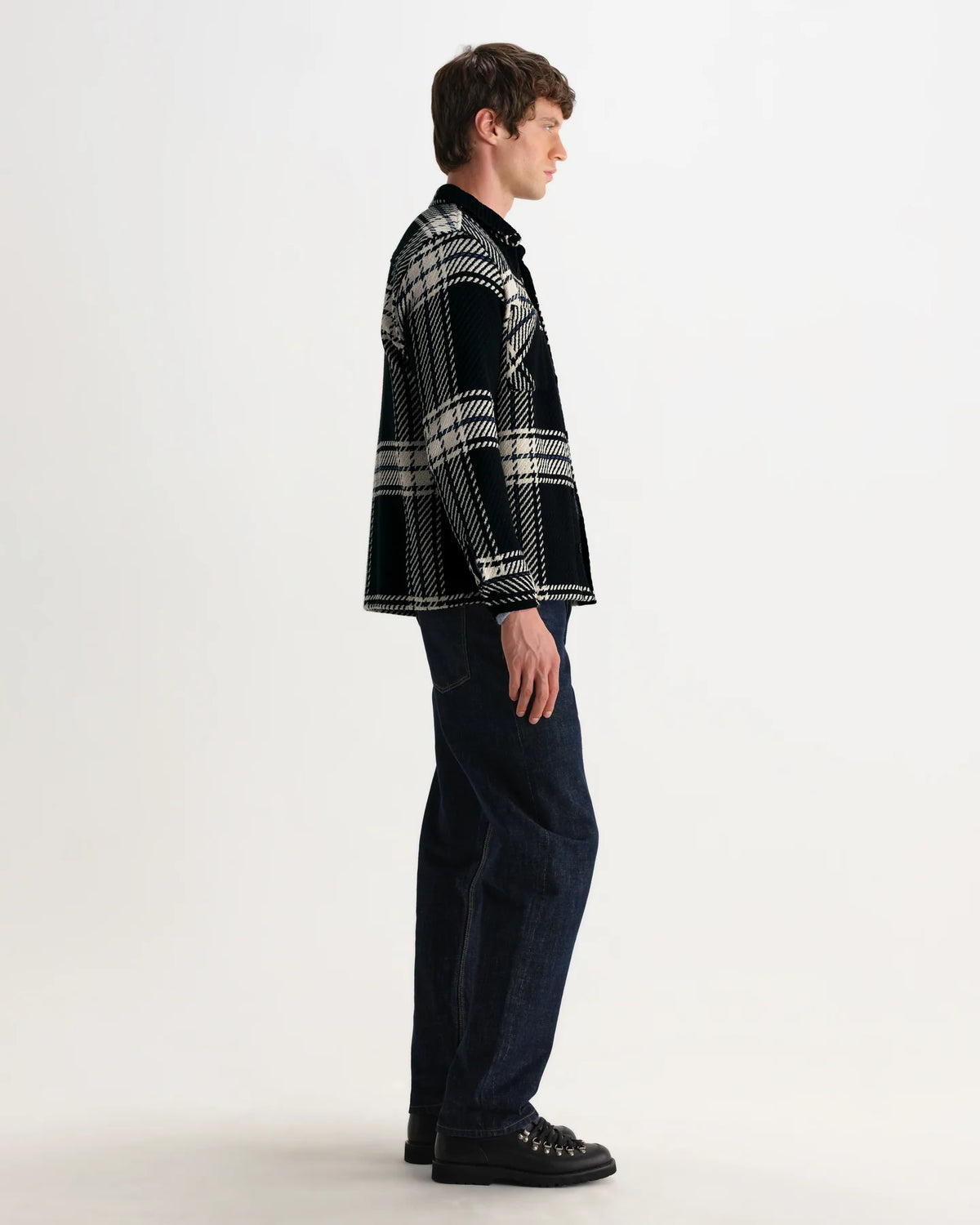 Whiting - Black And Ecru Oversize Grid Check Overshirt