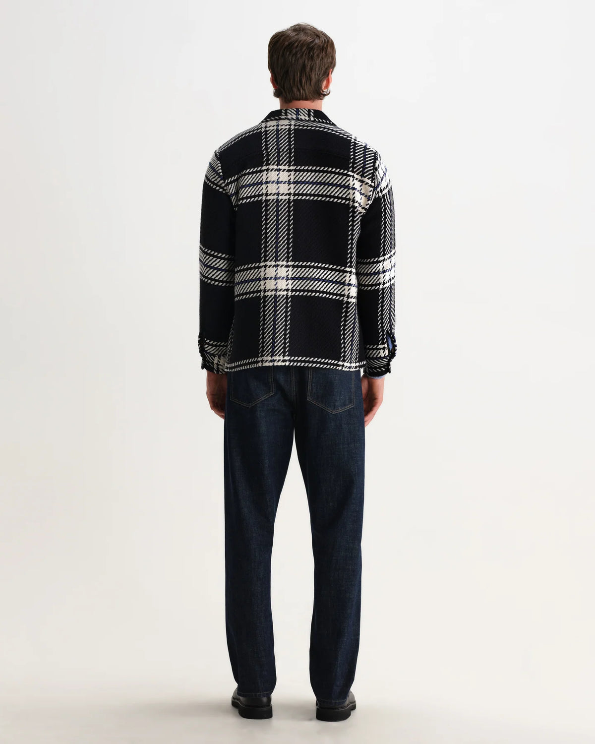 Whiting - Black And Ecru Oversize Grid Check Overshirt