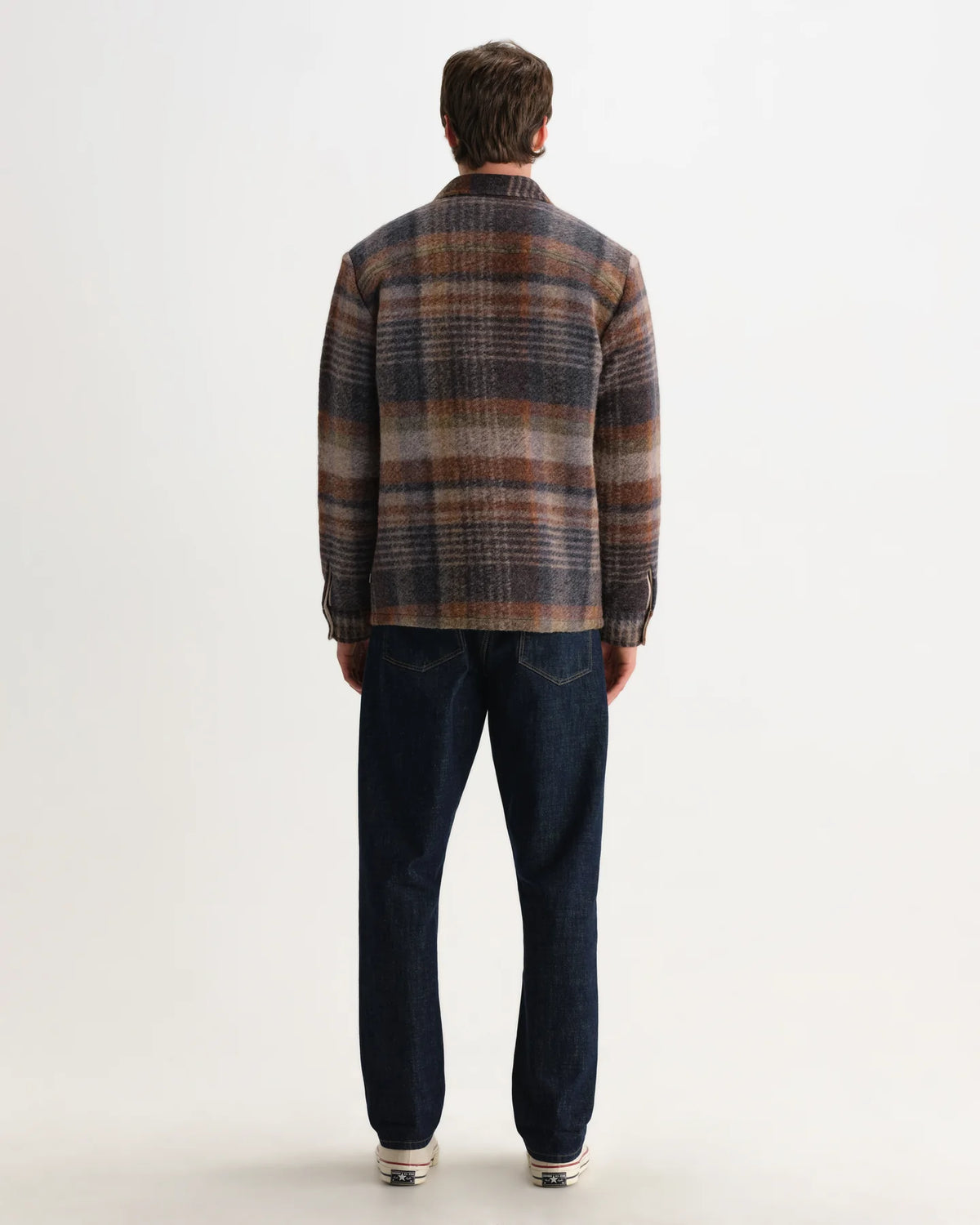 Whiting - Oatmeal And Multicolour Check Wool Blend Overshirt