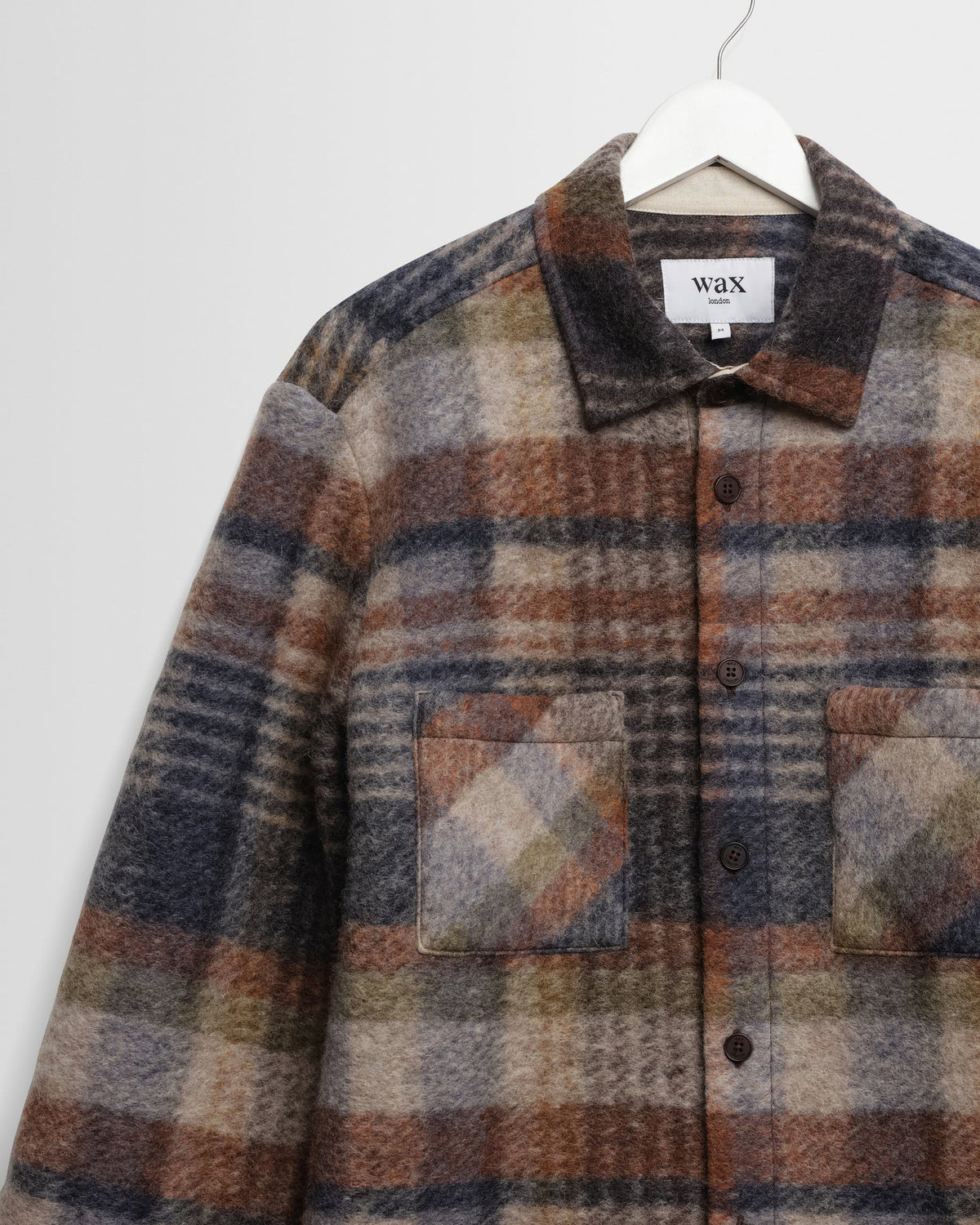 Whiting - Oatmeal And Multicolour Check Wool Blend Overshirt