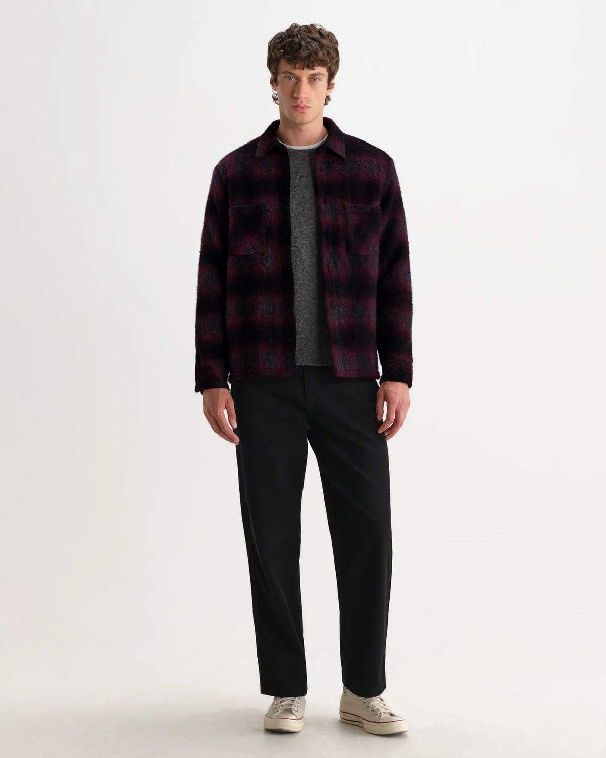 Whiting - Red And Black Elm Wool Blend Check Overshirt