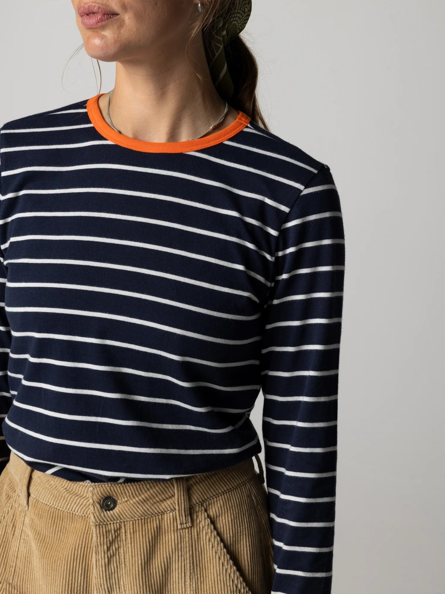 Women's Eldon Long Sleeve T-Shirt - Navy/Ecru/Flame